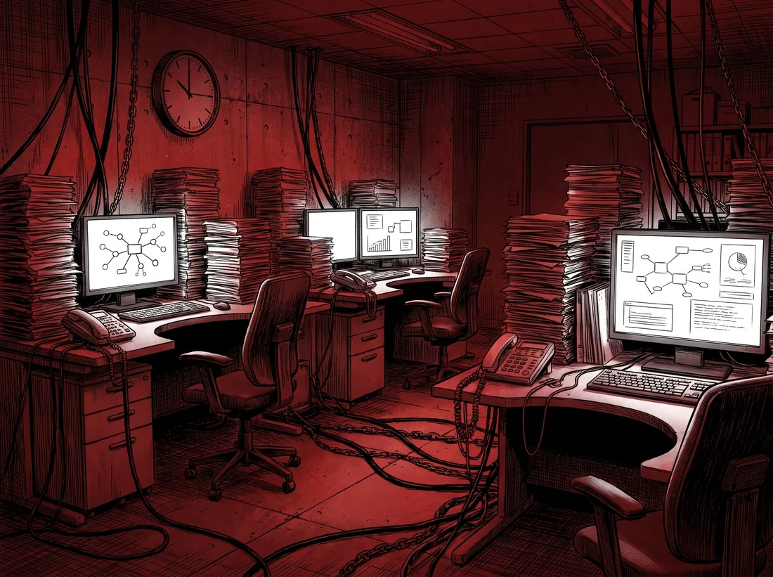 The old agency: people chained to desks
