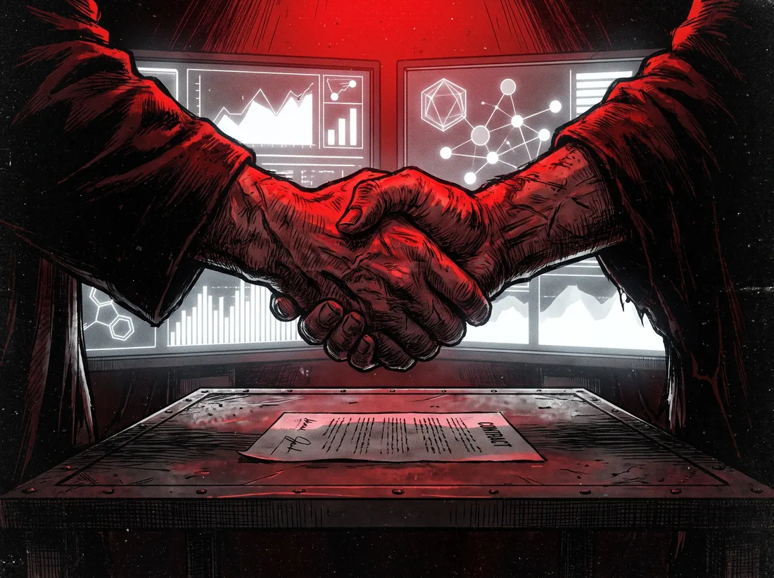 A handshake over a signed contract