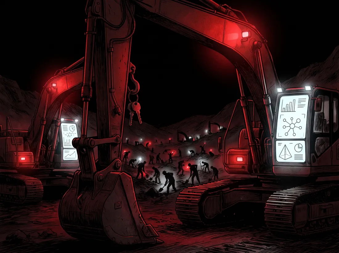 Excavators waiting at a gold rush